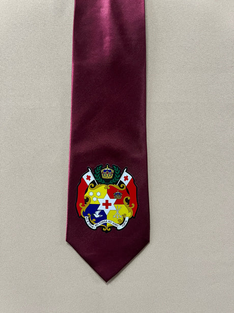 Tonga Seal Tie Polyester Fabric - Tongan National Seal, 56" Length, 3.5" Width (1 Tie)