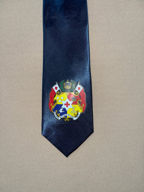 Tonga Seal Tie Polyester Fabric - Tongan National Seal, 56" Length, 3.5" Width (1 Tie)