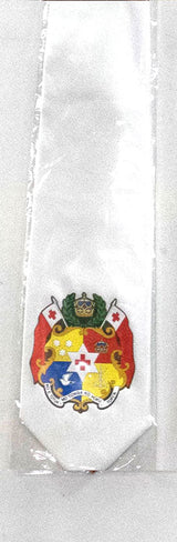 Tonga Seal Tie Polyester Fabric - Tongan National Seal, 56" Length, 3.5" Width (1 Tie)