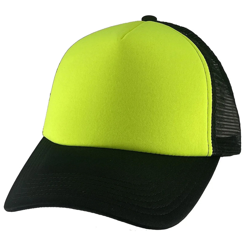 Trucker Hats Caps - Neon Yellow/Black, Adjustable (1 Unit)