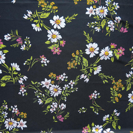 Swim Knit Tossed Flowers on Black