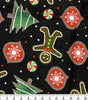 Quilting Cotton Tossed Gingerbread Cookies on Black Christmas 100% Cotton