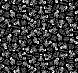 Quilting Cotton Tossed Skeletons in Need of Coffee Timeless Treasures