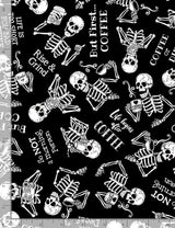 Quilting Cotton Tossed Skeletons in Need of Coffee Timeless Treasures