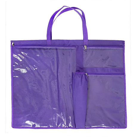 Purple Vinyl Tote Bag with Clear Pockets