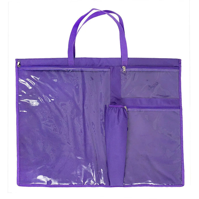Purple Vinyl Tote Bag with Clear Pockets