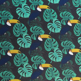 Swim Knit Poly Spandex Toucans and Monstera Leaves