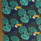 Swim Knit Poly Spandex Toucans and Monstera Leaves