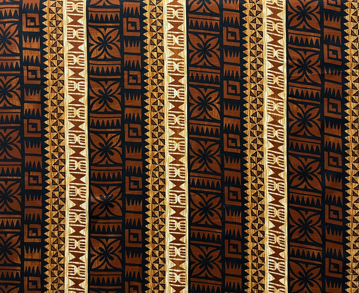 Traditional Fiji Cotton Fabric - Fijian Tapa Print, 45" Width (1 Yard)