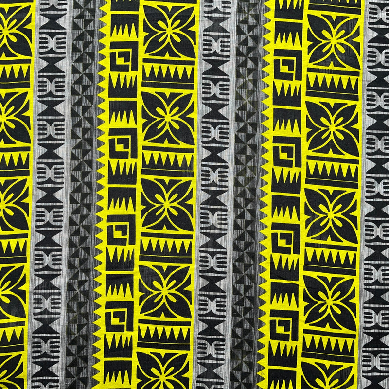 Traditional Fiji Cotton Fabric - Fijian Tapa Print, 45" Width (1 Yard)