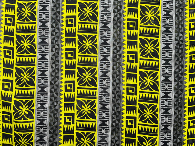Traditional Fiji Cotton Fabric - Fijian Tapa Print, 45" Width (1 Yard)
