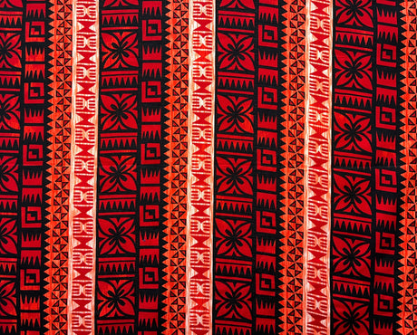 Traditional Fiji Cotton Fabric - Fijian Tapa Print, 45" Width (1 Yard)