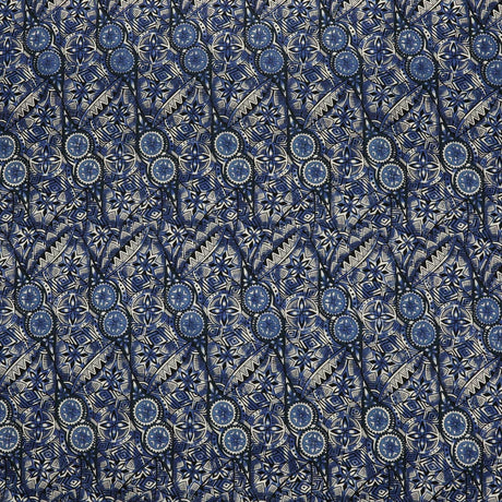 Traditional Polynesian Fijian Print Cotton Light Barkcloth Fabric - Multi Color Polynesian Print, 45" Width (1 Yard)