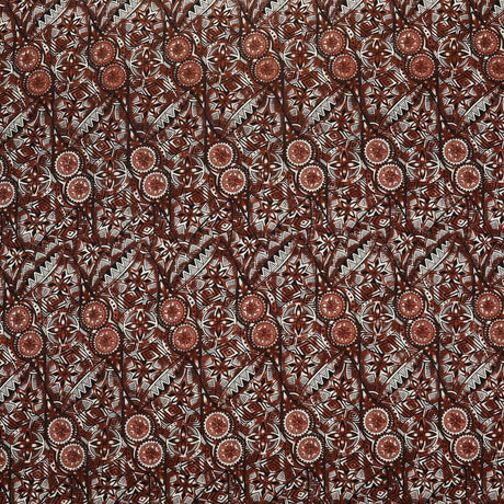 Traditional Polynesian Fijian Print Cotton Light Barkcloth Fabric - Polynesian Fijian Print, 45" Width (1 Yard)
