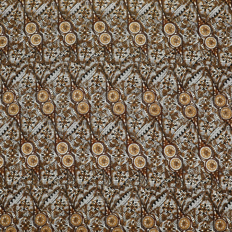 Traditional Polynesian Fijian Print Cotton Light Barkcloth Fabric - Polynesian Fijian Print, 45" Width (1 Yard)