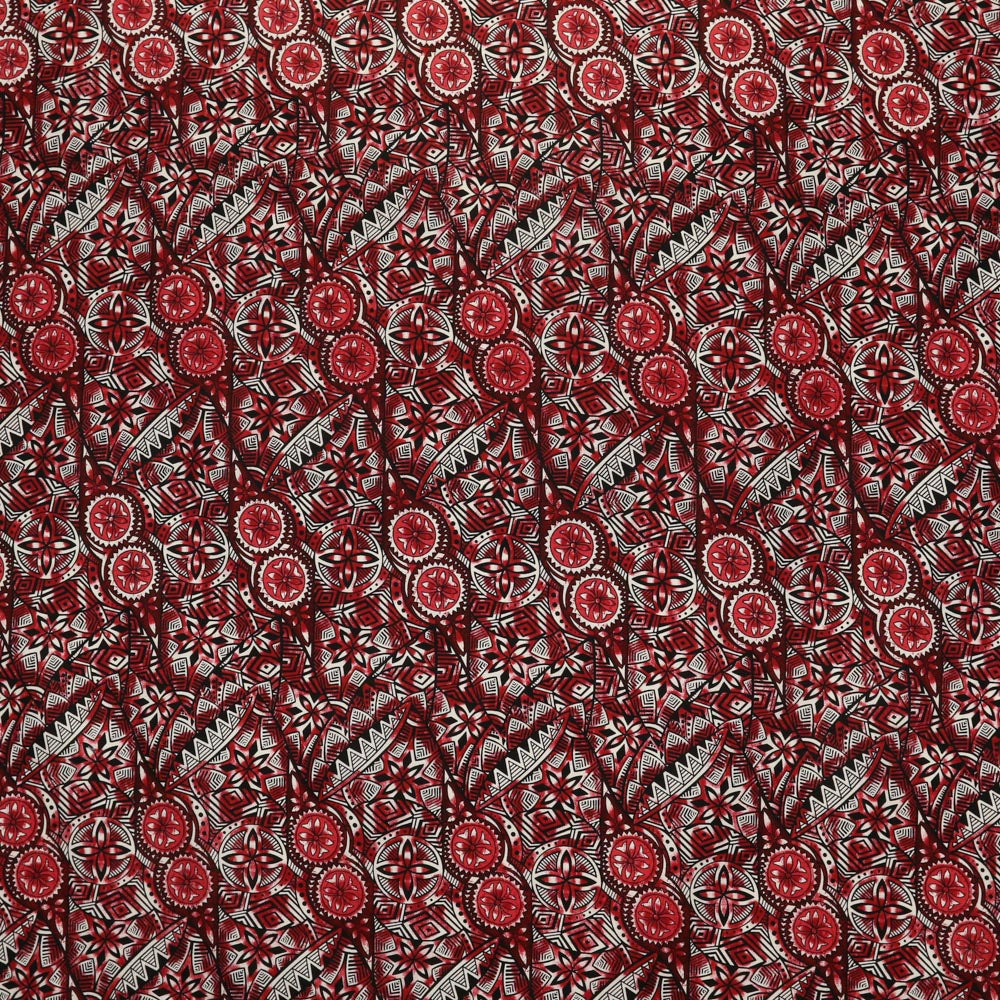 Traditional Polynesian Fijian Print Cotton Light Barkcloth Fabric - Polynesian Fijian Print, 45" Width (1 Yard)