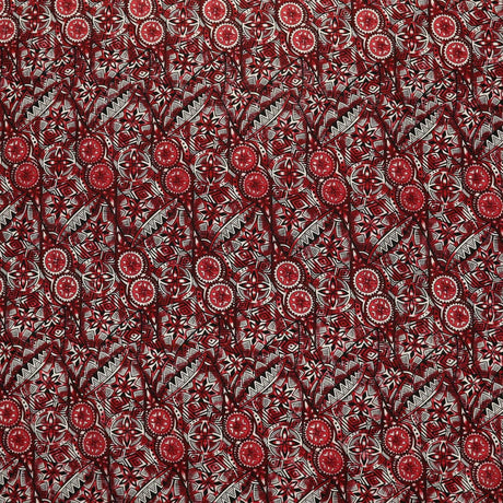 Traditional Polynesian Fijian Print Cotton Light Barkcloth Fabric - Polynesian Fijian Print, 45" Width (1 Yard)