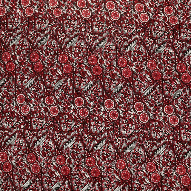 Traditional Polynesian Fijian Print Cotton Light Barkcloth Fabric - Polynesian Fijian Print, 45" Width (1 Yard)