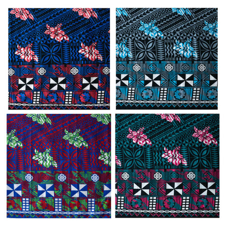 Cotton Fabric Traditional Polynesian Geometric Flower Design
