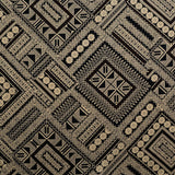 Traditional Polynesian Geometric Design Cotton Light Barkcloth Fabric - Brown, Dark Brown, 45" Width (1 Yard)