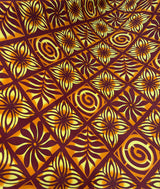 Traditional Polynesian Tapa Checkered Design Cotton Light Barkcloth Fabric - Fuchsia & Black, Rust & Cream, Navy & Gold, Blue & Yellow, Green & Blue, 45" Width (1 Yard)