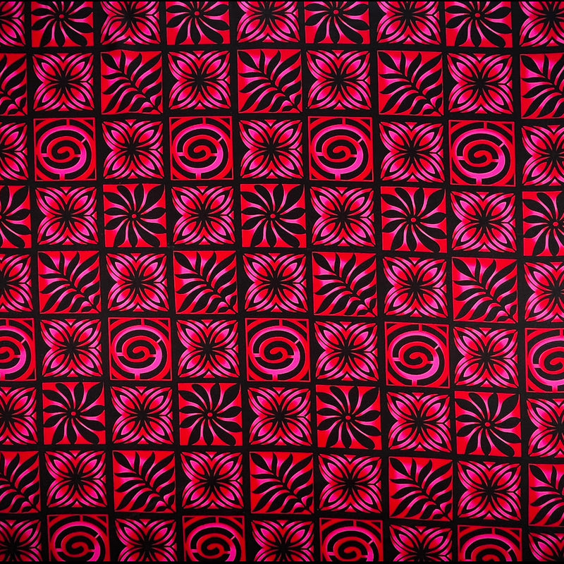 Cotton Light Barkcloth Polynesian Tapa Checkered Fabric