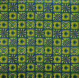 Traditional Polynesian Tapa Checkered Design Cotton Light Barkcloth Fabric - Fuchsia & Black, Rust & Cream, Navy & Gold, Blue & Yellow, Green & Blue, 45" Width (1 Yard)