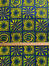 Traditional Polynesian Tapa Checkered Design Cotton Light Barkcloth Fabric - Fuchsia & Black, 45" Width (1 Yard)