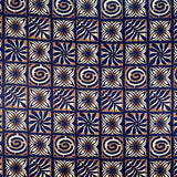 Traditional Polynesian Tapa Checkered Design Cotton Light Barkcloth Fabric - Fuchsia & Black, Rust & Cream, Navy & Gold, Blue & Yellow, Green & Blue, 45" Width (1 Yard)