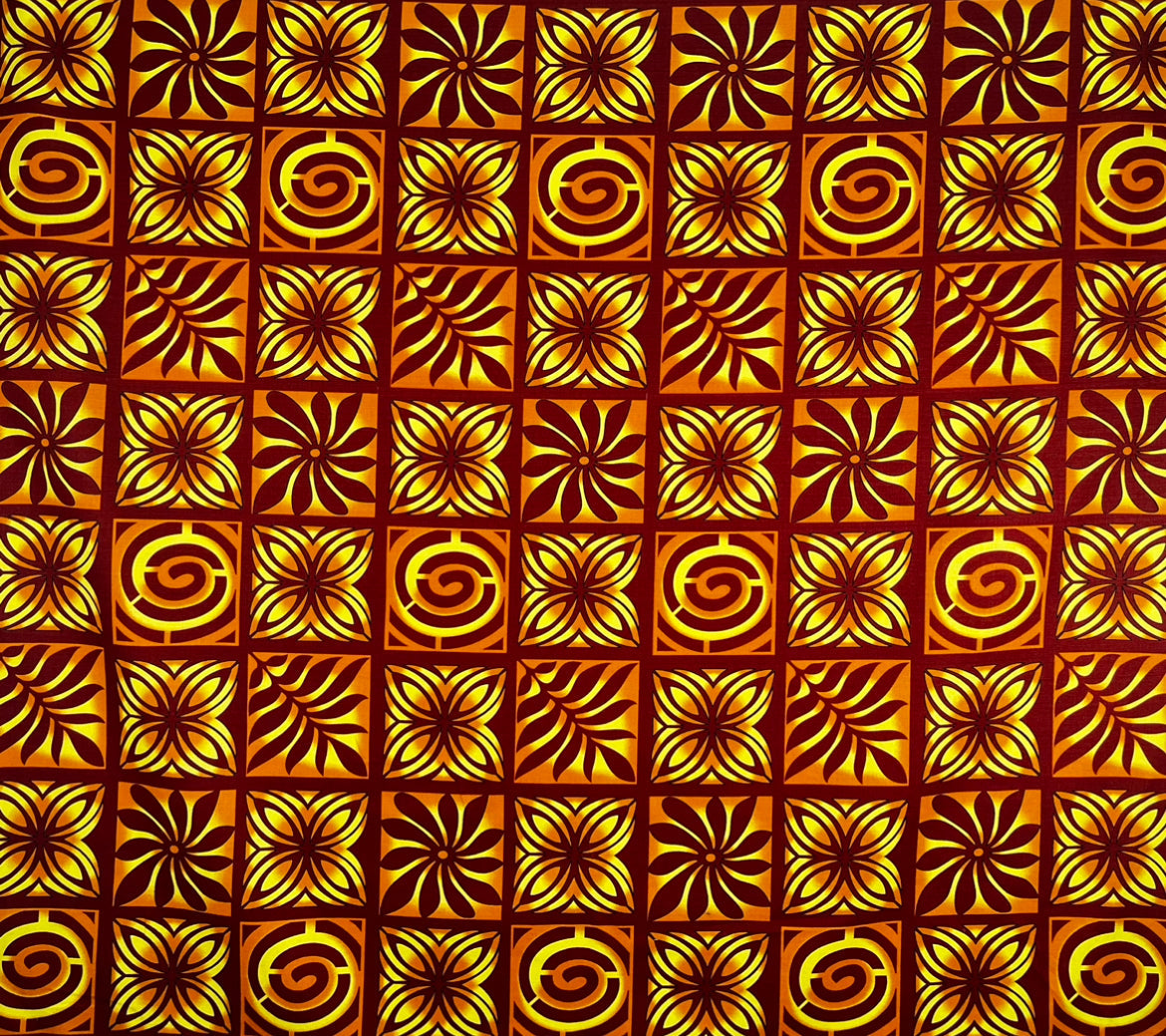 Traditional Polynesian Tapa Checkered Design Cotton Light Barkcloth Fabric - Fuchsia & Black, 45" Width (1 Yard)