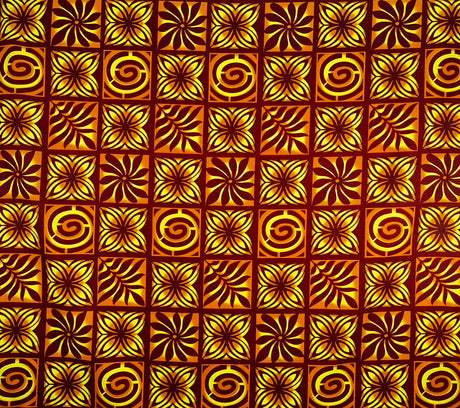 Traditional Polynesian Tapa Checkered Design Cotton Light Barkcloth Fabric - Fuchsia & Black, 45" Width (1 Yard)