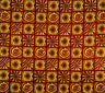 Traditional Polynesian Tapa Checkered Design Cotton Light Barkcloth Fabric - Fuchsia & Black, Rust & Cream, Navy & Gold, Blue & Yellow, Green & Blue, 45" Width (1 Yard)