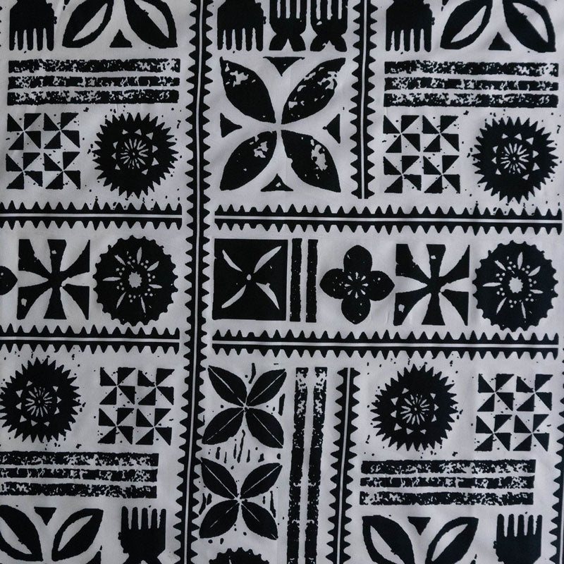 Traditional Polynesian Tapa Design Cotton Fabric - White/Red, 45" Width (1 Yard)