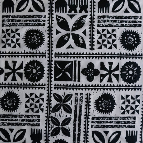 Traditional Polynesian Tapa Design Cotton Fabric - White/Red, 45" Width (1 Yard)