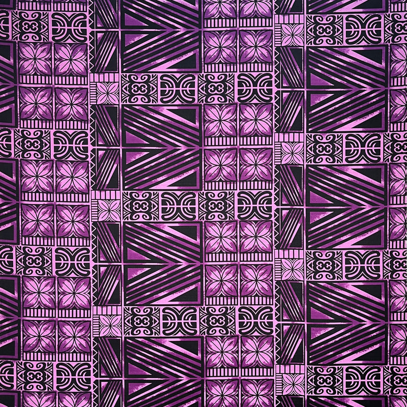 Traditional Polynesian Tapa Light Barkcloth Fabric - Lavander & Black, 36" X 45" (1 Yard)