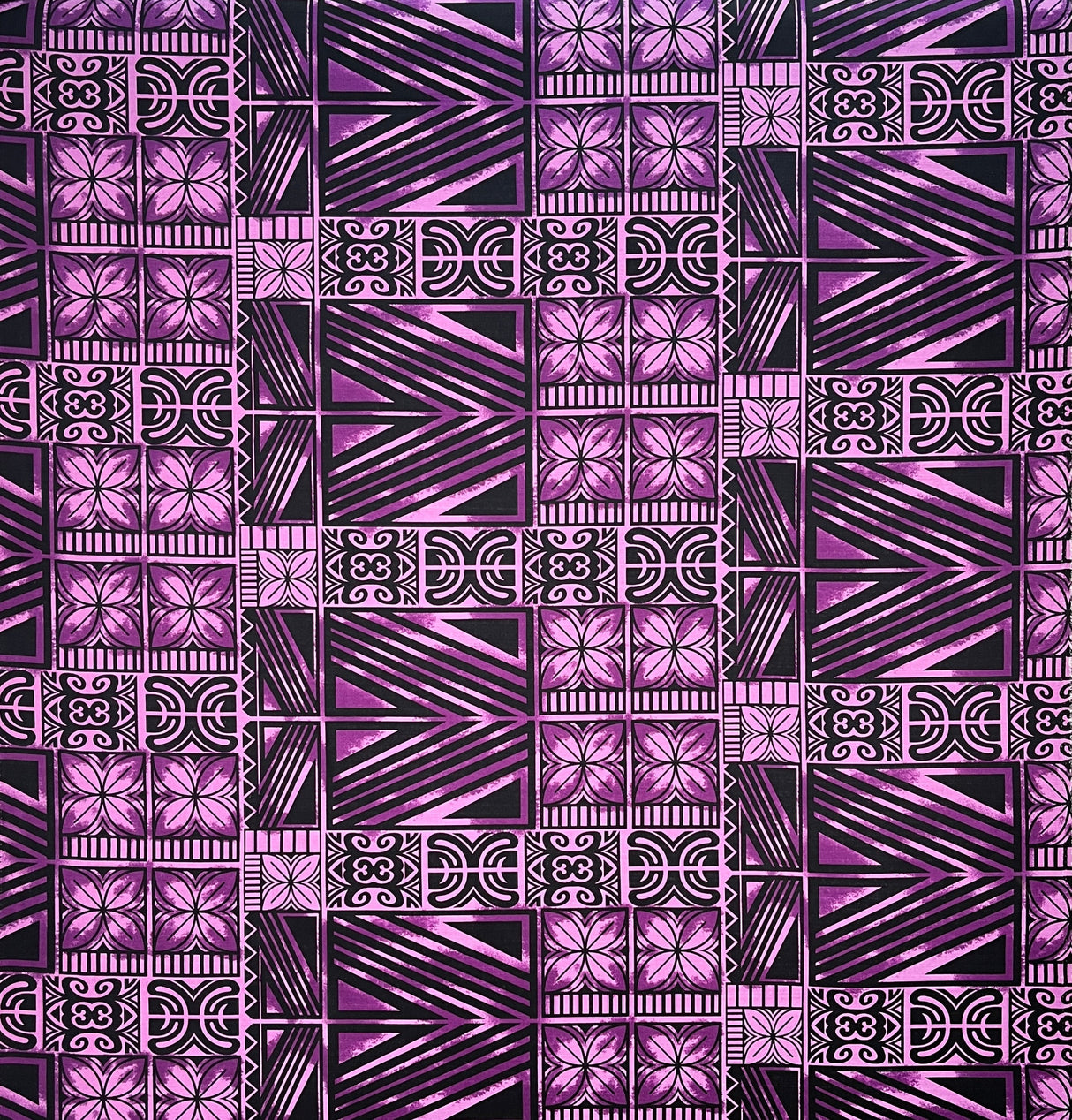 Traditional Polynesian Tapa Light Barkcloth Fabric - Lavander & Black, 36" X 45" (1 Yard)