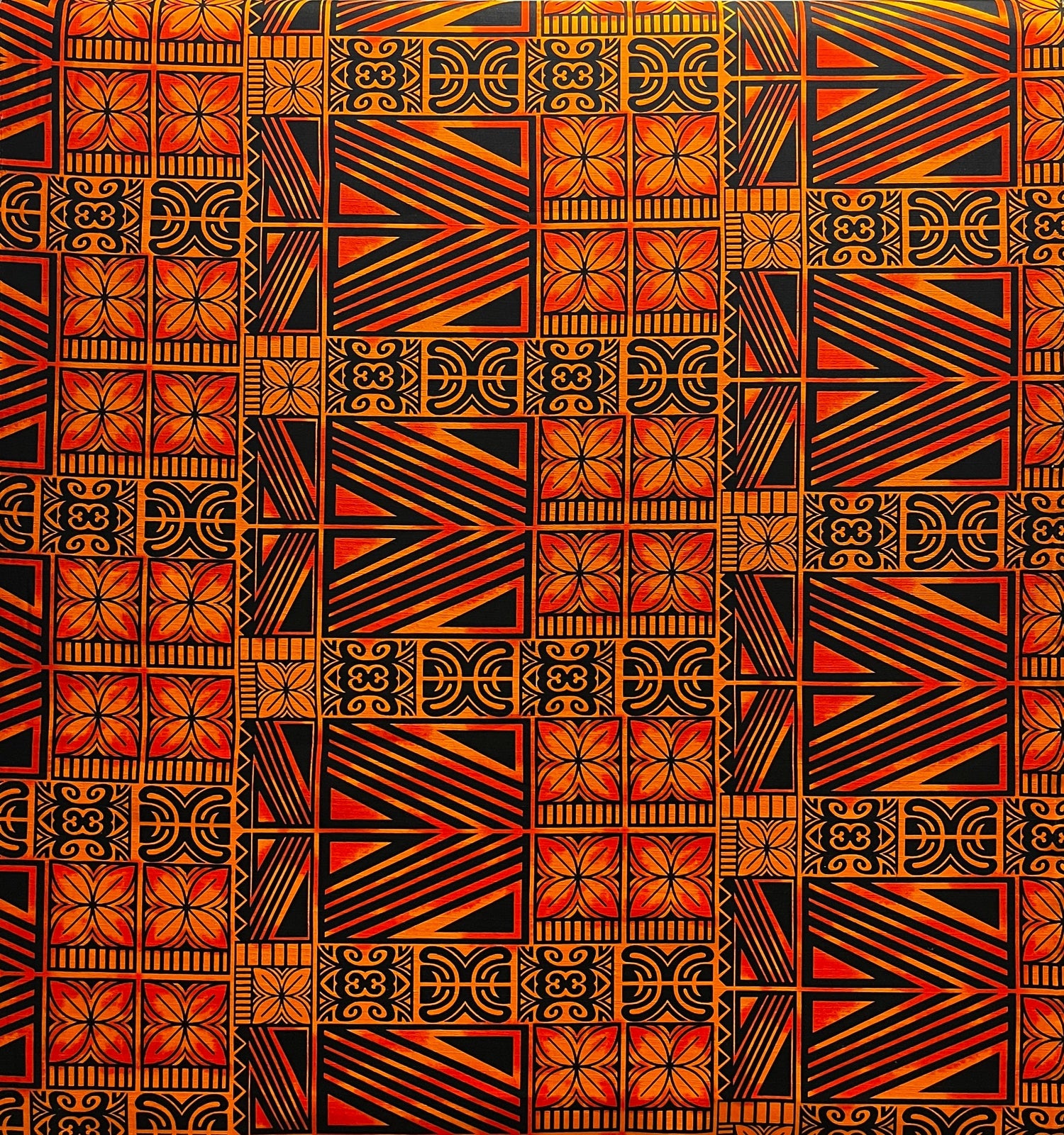 Traditional Polynesian Tapa Light Barkcloth Fabric - Lavander & Black, 36" X 45" (1 Yard)
