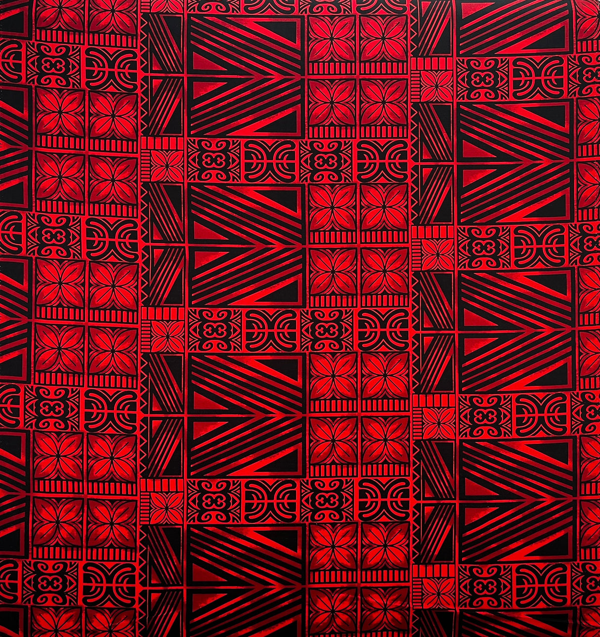 Traditional Polynesian Tapa Light Barkcloth Fabric - Lavander & Black, 36" X 45" (1 Yard)