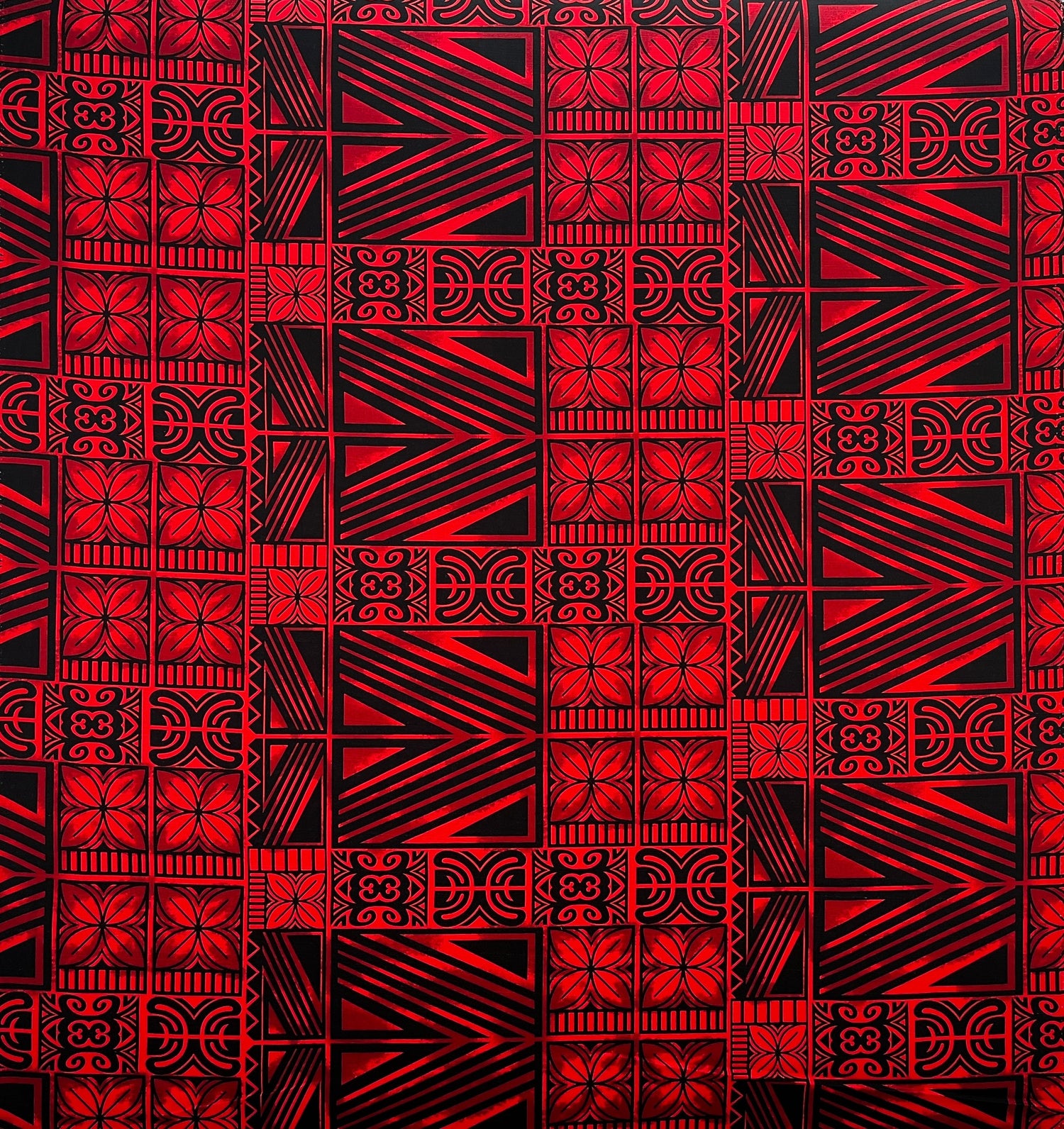 Traditional Polynesian Tapa Light Barkcloth Fabric - Lavander & Black, 36" X 45" (1 Yard)