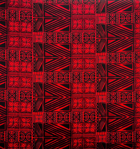 Traditional Polynesian Tapa Light Barkcloth Fabric - Lavander & Black, 36" X 45" (1 Yard)