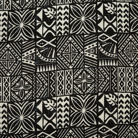 Traditional Polynesian Tapa Light Barkcloth Fabric - Navy And Blue, 45" Width (1 Yard)