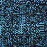 Traditional Polynesian Tapa Light Barkcloth Fabric - Navy And Blue, 45" Width (1 Yard)