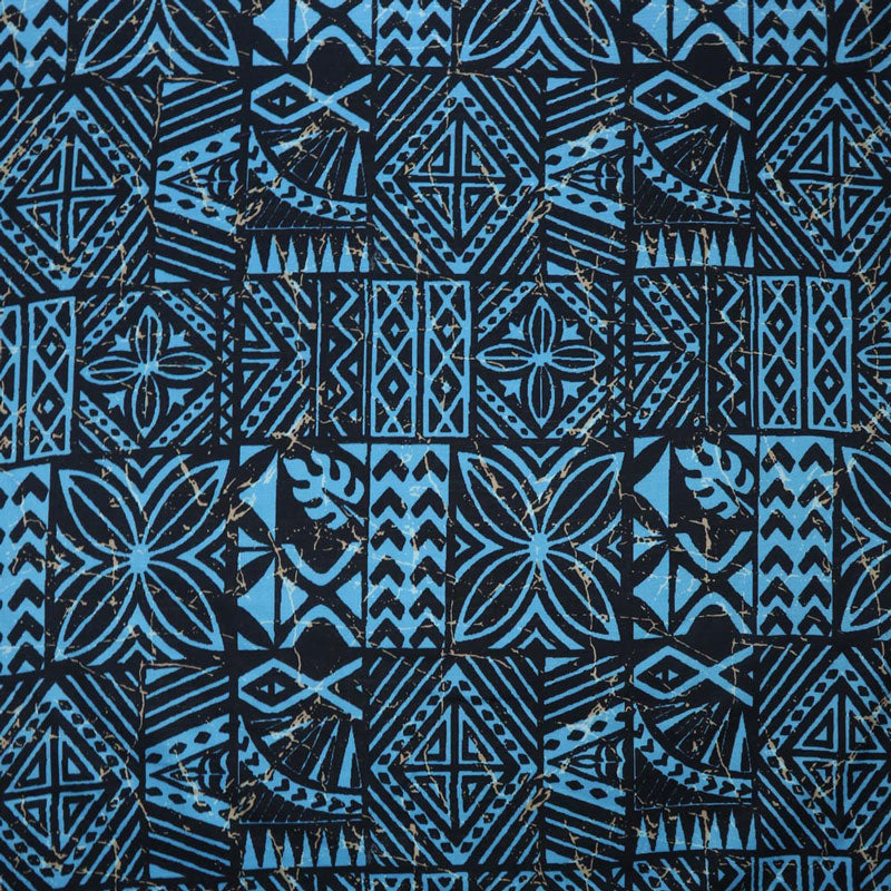 Traditional Polynesian Tapa Light Barkcloth Fabric - Multi-Color Tapa Print, 45" Width (1 Yard)