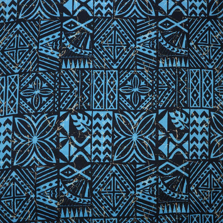 Traditional Polynesian Tapa Light Barkcloth Fabric - Multi-Color Tapa Print, 45" Width (1 Yard)