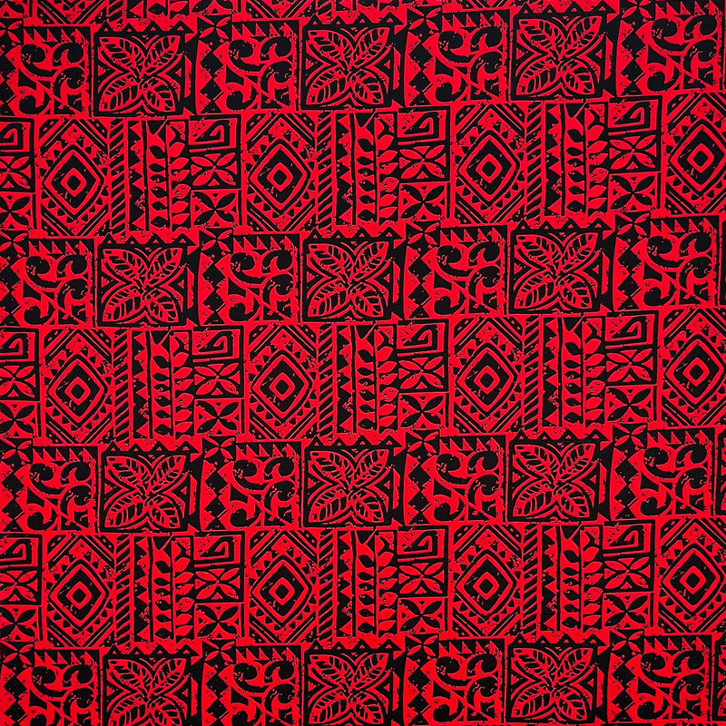 Traditional Polynesian Tapa Light Barkcloth Fabric - Multi Color Polynesian Print, 45" Width (1 Yard)