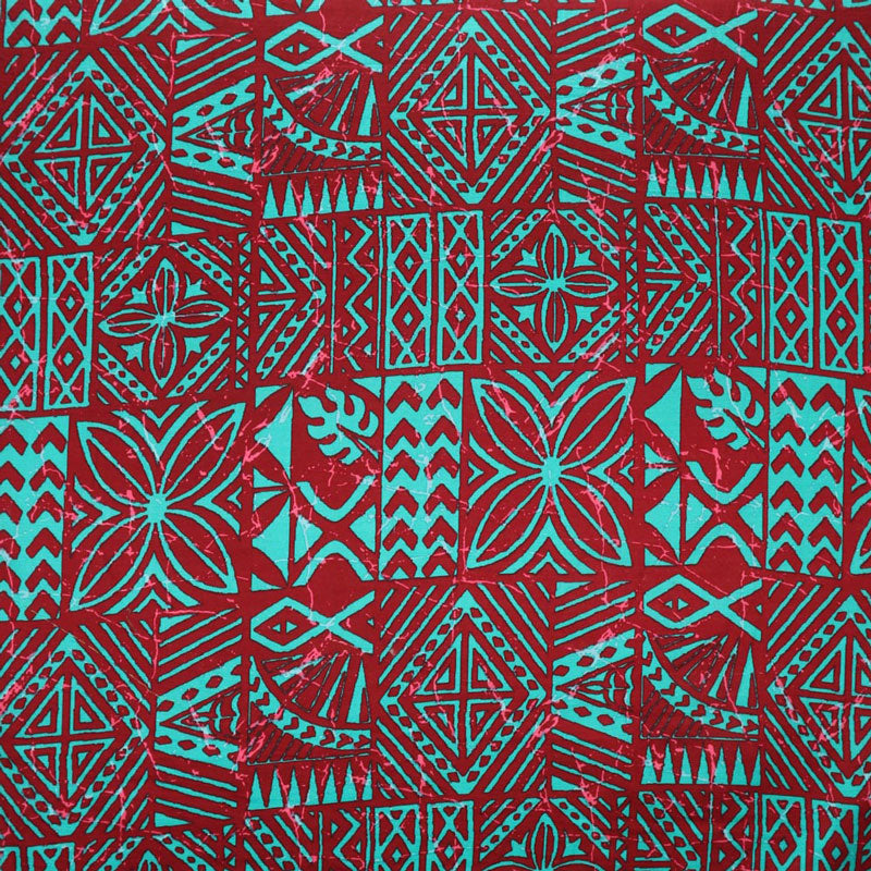 Traditional Polynesian Tapa Light Barkcloth Fabric - Navy And Blue, 45" Width (1 Yard)