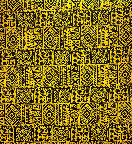 Traditional Polynesian Tapa Light Barkcloth Cotton Fabric - Red, Yellow, Aqua, Green, 45" Width (1 Yard)