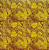 Traditional Polynesian Tapa Monstera Leaves Design Polyester Fabric - Yellow/Navy, Pink/Black, Yellow/Brown, Green/Dark Green, Blue/Dark Blue, 45" Width (1 Yard)
