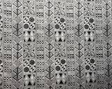 Traditional Polynesian Tapa Polyester Fabric - Black Polynesian Tattoo Print, 60" Width (1 Yard)