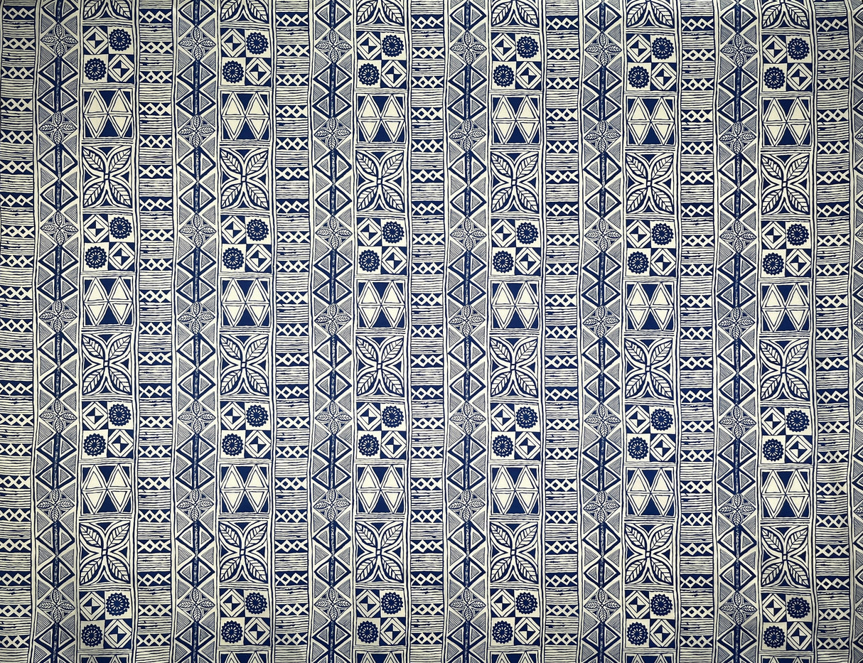 Traditional Polynesian Tapa Polyester Fabric - Black Polynesian Tattoo Print, 60" Width (1 Yard)